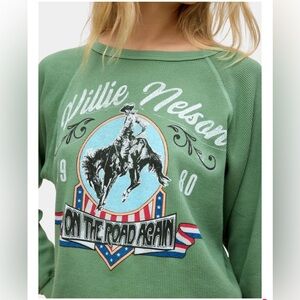 Daydreamer Willie Nelson 1980 Cowboy Raglan Thermal Long Sleeve - Size L (est)